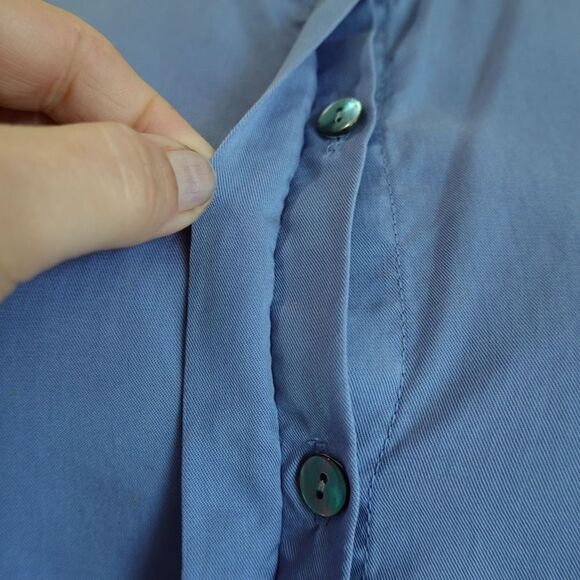 J.Jill Pure Jill is 100% Tencel Collarless Button Down Blue Periwinkle Size XS - Picture 9 of 16